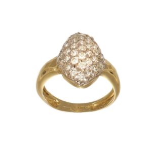 ANELLO ORO GIALLO PAVEE DI ZIRCONI BIANCHI
