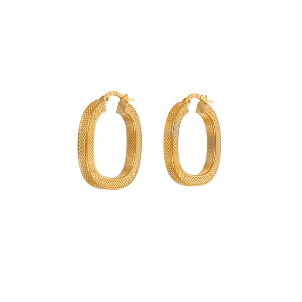 ORECCHINI ORO GIALLO CERCHI QUADRATI LAVORATI