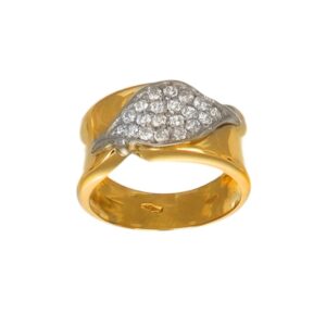 ANELLO DUE ORI FASCIA CON ZIRCONI