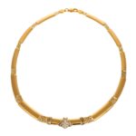 COLLANA ORO GIALLO SEMIRIGIDA CON ZIRCONI BIANCHI