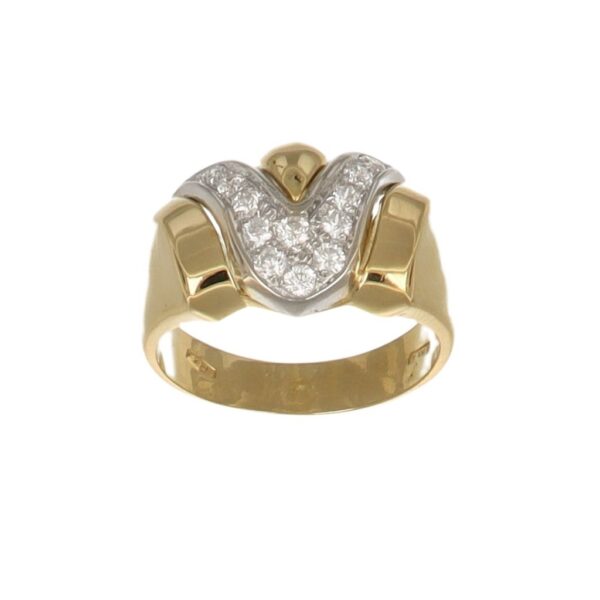 ANELLO DUE ORI CON ZIRCONI