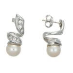 ORECCHINI ORO BIANCO CON PERLA E ZIRCONI BIANCHI