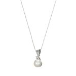 COLLANA ORO BIANCO CON PERLA E DIAMANTI