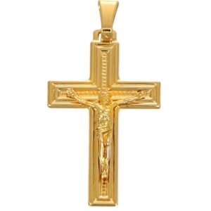 CIONDOLO ORO GIALLO CROCE CON GESU