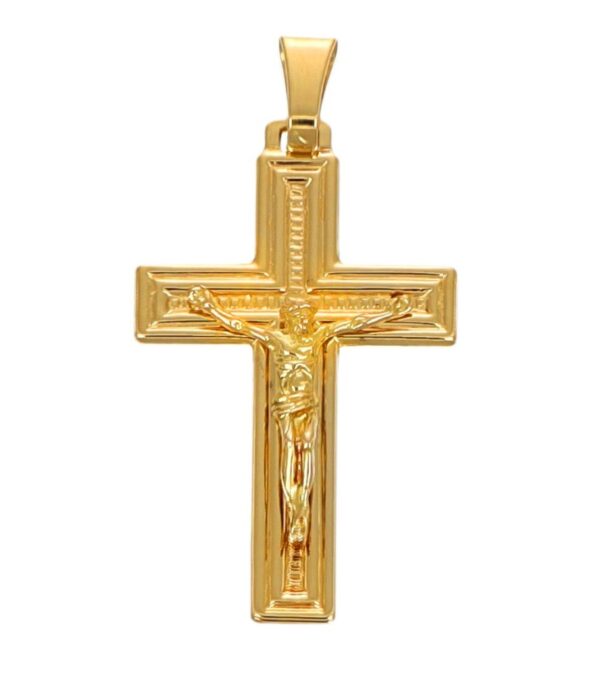 CIONDOLO ORO GIALLO CROCE CON GESU