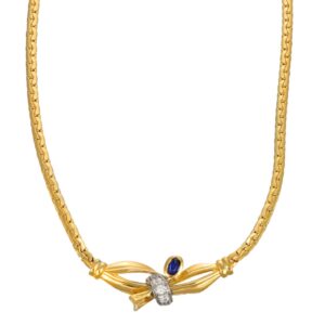 COLLANA ORO GIALLO CON ZIRCONI BLU CENTRALE