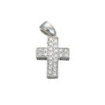 CIONDOLO ORO BIANCO CROCE CON ZIRCONI BIANCHI