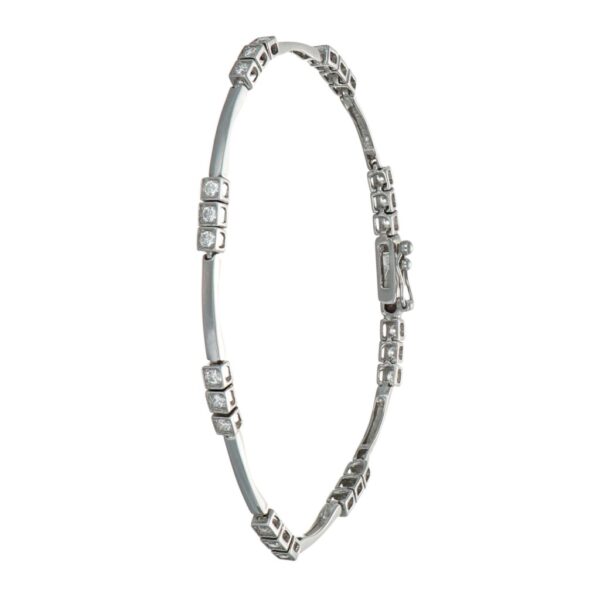 BRACCIALE ORO BIANCO CON ZIRCONI BIANCHI SEMIRIGIDO