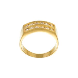 ANELLO ORO GIALLO FASCIA DOPPIO GIRO CON ZIRCONI BIANCHI