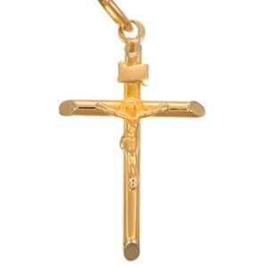 CIONDOLO ORO GIALLLO CROCE CON GESU