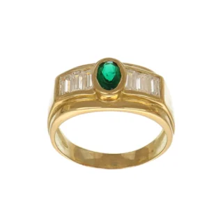 ANELLO ORO GIALLO CON ZIRCONI BIANCHI E VERDI