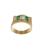 ANELLO ORO GIALLO CON ZIRCONI BIANCHI BIANCHI E VERDI