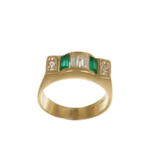 ANELLO ORO GIALLO CON ZIRCONI BIANCHI BIANCHI E VERDI