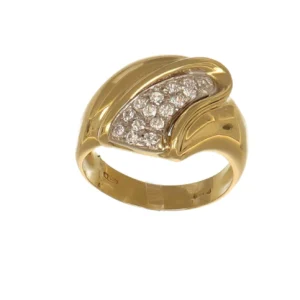 ANELLO DUE ORI CON PAVE DI ZIRCONI