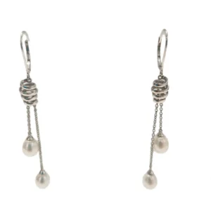 ORECCHINI ORO BIANCO CON PERLE PENDENTI GOCCIA