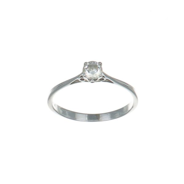 ANELLO ORO BIANCO SOLITARIO CON ZIRCONE BIANCO