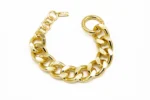 BRACCIALE CATENA ALLUMINIO DORATA MAGLIA PIATTA GRANDE KLK