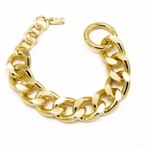 BRACCIALE CATENA ALLUMINIO DORATA MAGLIA PIATTA GRANDE KLK