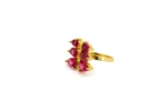 ANELLO OTTONE TRE GOCCE QUARZO IDROTERMALE ROSA FUCSIA KLK