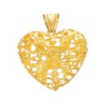 CIONDOLO ORO GIALLO CUORE LAVORATO TRAFORATO