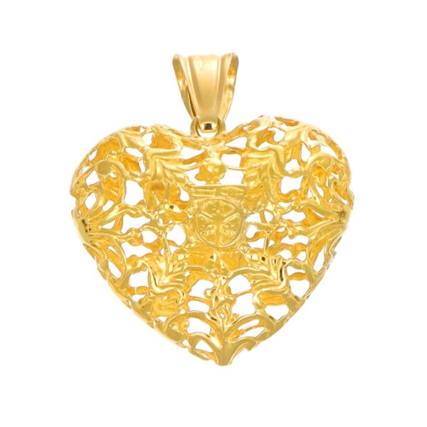 CIONDOLO ORO GIALLO CUORE LAVORATO TRAFORATO