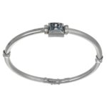 BRACCIALE ORO BIANCO RIGICO CON ZIRCONE CELESTE E BIANCHI LUCIDO SATINATO
