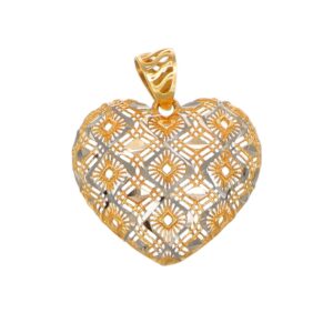 CIONDOLO DUE ORI CUORE LUCIDO SATINATO