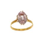 ANELLO ORO GIALLO CON ROSA DI FRANCIA