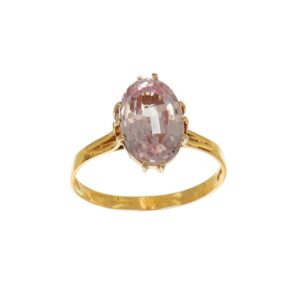 ANELLO ORO GIALLO CON ROSA DI FRANCIA