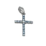 CIONDOLO ORO BIANCO CROCE CON ZIRCONI