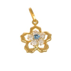 CIONDOLO ORO GIALLO FIORE CON ZIRCONI