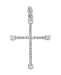 CIONDOLO ORO BIANCO CROCE CON ZIRCONI BIANCHI