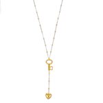 COLLANA DUE ORI 750 CON CIONDOLO CHIAVE E CUORE PENDENTE