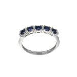 ANELLO ORO BIANCO CON ZIRC B E BLU