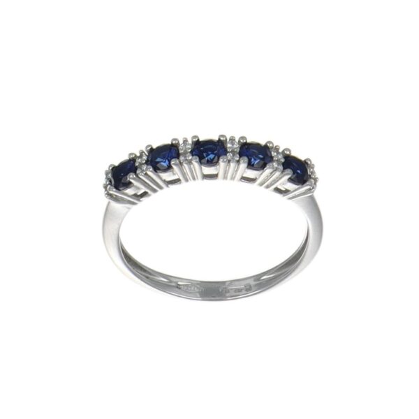 ANELLO ORO BIANCO CON ZIRC B E BLU