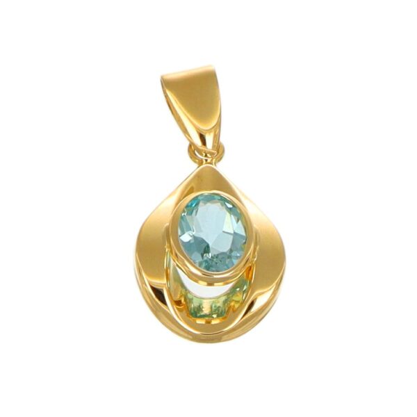 CIONDOLO ORO GIALLO CON ZIRCONE CELESTE