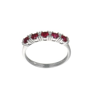 ANELLO ORO BIANCO CON ZIRC B E ROSSI