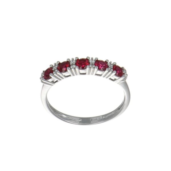 ANELLO ORO BIANCO CON ZIRC B E ROSSI