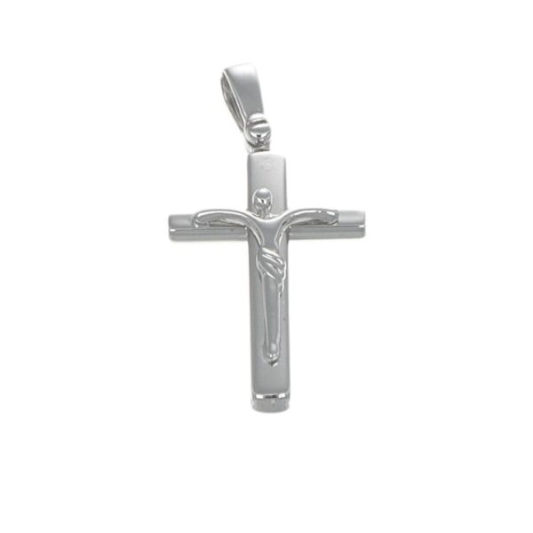 CIONDOLO ORO BIANCO CROCE CON GESÙ