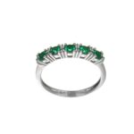 ANELLO ORO BIANCO CON ZIRC B E VERDI