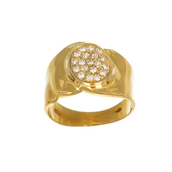 ANELLO ORO GIALLO FASCIA CON ZIRCONI BIANCHI