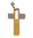 CIONDOLO DUE ORI CROCE LUCIDA SATINATA