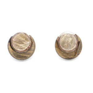 ORECCHINI A LOBO TONDO ZAMA BAGNO ORO ROSA+ RESINA E MADRE PERLA BEIGE MARRONE KLK