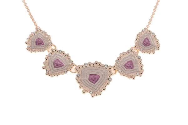 Collana fili acciaio corta zama cinque ovali gradazione