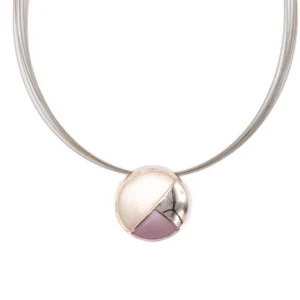 COLLANA FILI ACCIAIO MET.ZAMA BAGNO IN ORO ROSA TONDO BOMBATO ROSACIPRIA