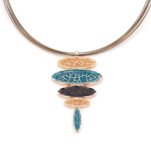 Collana fili acciaio corta zama cinque ovali gradazione