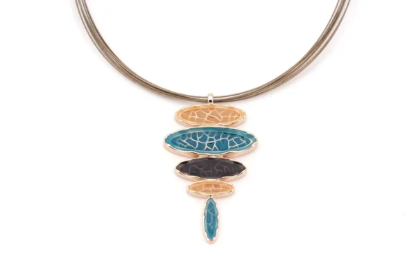 Collana fili acciaio corta zama cinque ovali gradazione