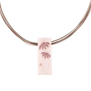 Collana fili acciaio corta zama rettangolo disegno fiori