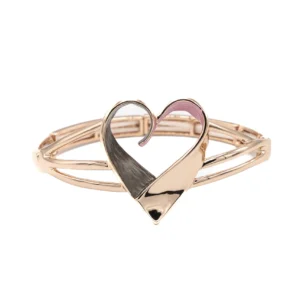 BRACCIALE ELATICO MET.ZAMA BAGNO IN ORO ROSA CUORE ROSA+MARR