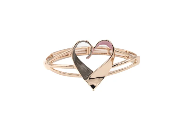 BRACCIALE ELATICO MET.ZAMA BAGNO IN ORO ROSA CUORE ROSA+MARR